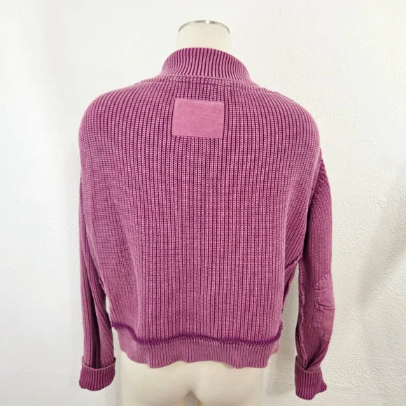Free People Women's Worn Thru Surplus Cardigan sweater bubblegum pink size small - Picture 4 of 8